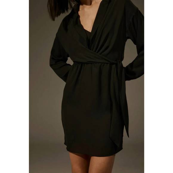 NEW KRISA wrap shirt dress in black - Picture 1 of 3